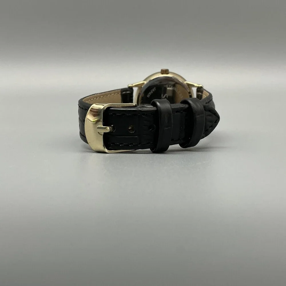 Stauer Womens Watch 31mm Lord's Prayer Dial Gold Tone Black Leather New Battery